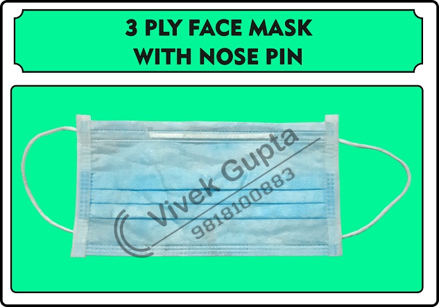 Personal Protection Three Ply Face Mask with Nose Pin