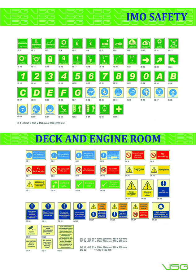 Safety & Fire Exit Sign IMO Safety Deck and Engine Room