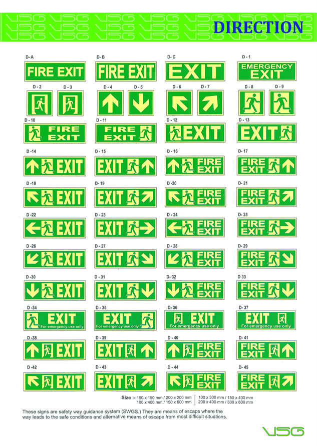 Safety & Fire Exit Sign Direction