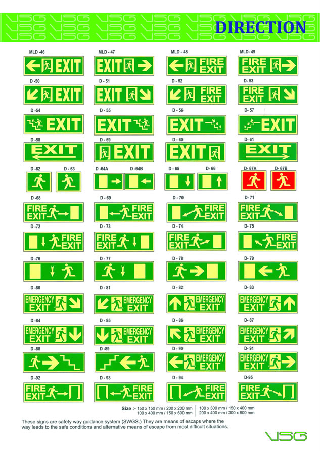 Safety & Fire Exit Sign Direction